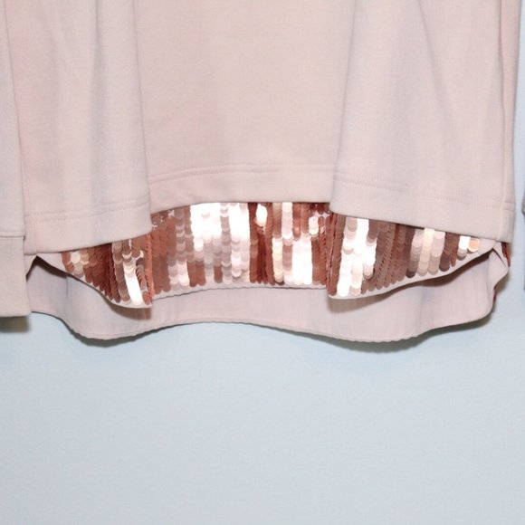 NWT J Crew Sequin Trim Sweatshirt Top Blush Pink E4182 Women's Size Large H12697 - Picture 4 of 12